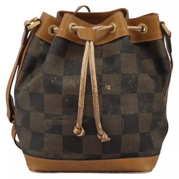 FENDI Pecan Canvas Shoulder Bag PVC Leather Brown Auth - Picture 2 of 16